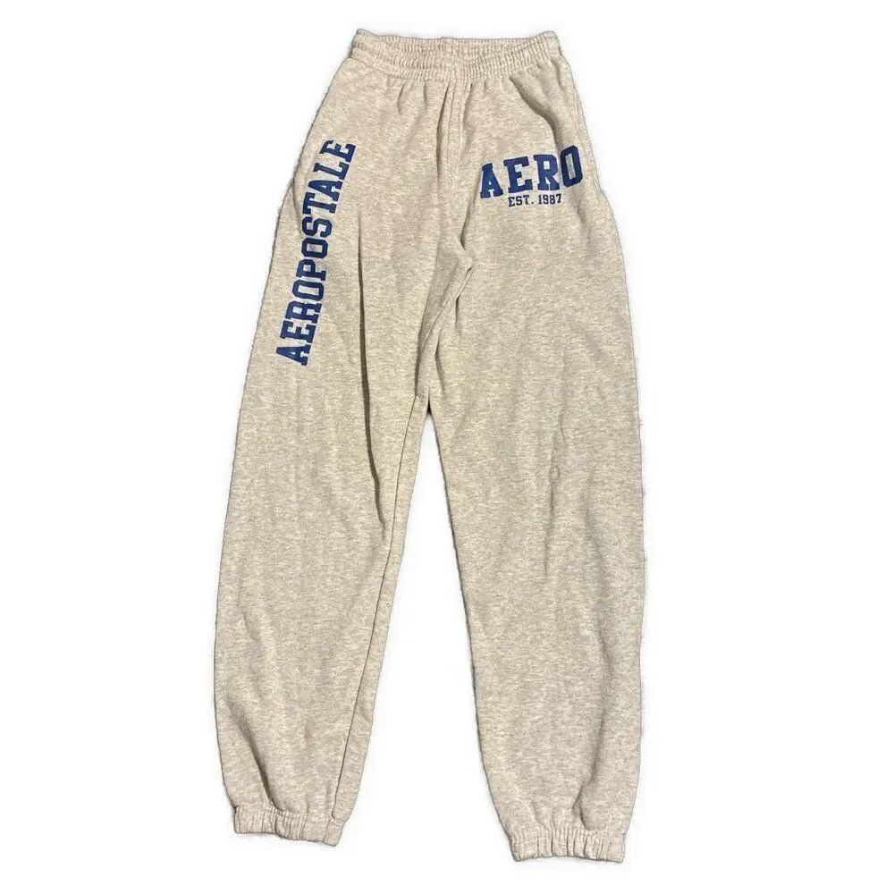 aeropostale womens Heather gray sweatpants blue letters Small